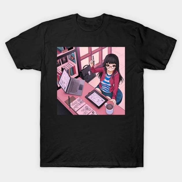 Mangaka Girl T-Shirt by kotchiyuuki